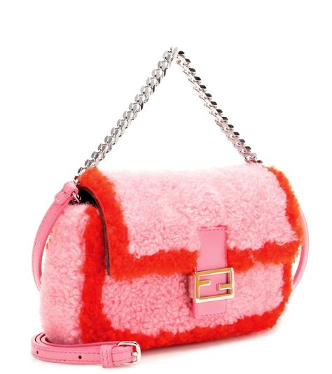 fendi shearling micro baguette bag